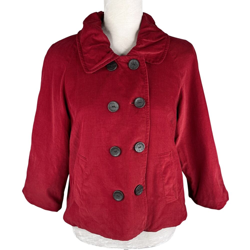 Sandro Red Corduroy Blazer Large Petite PL Y2K Career